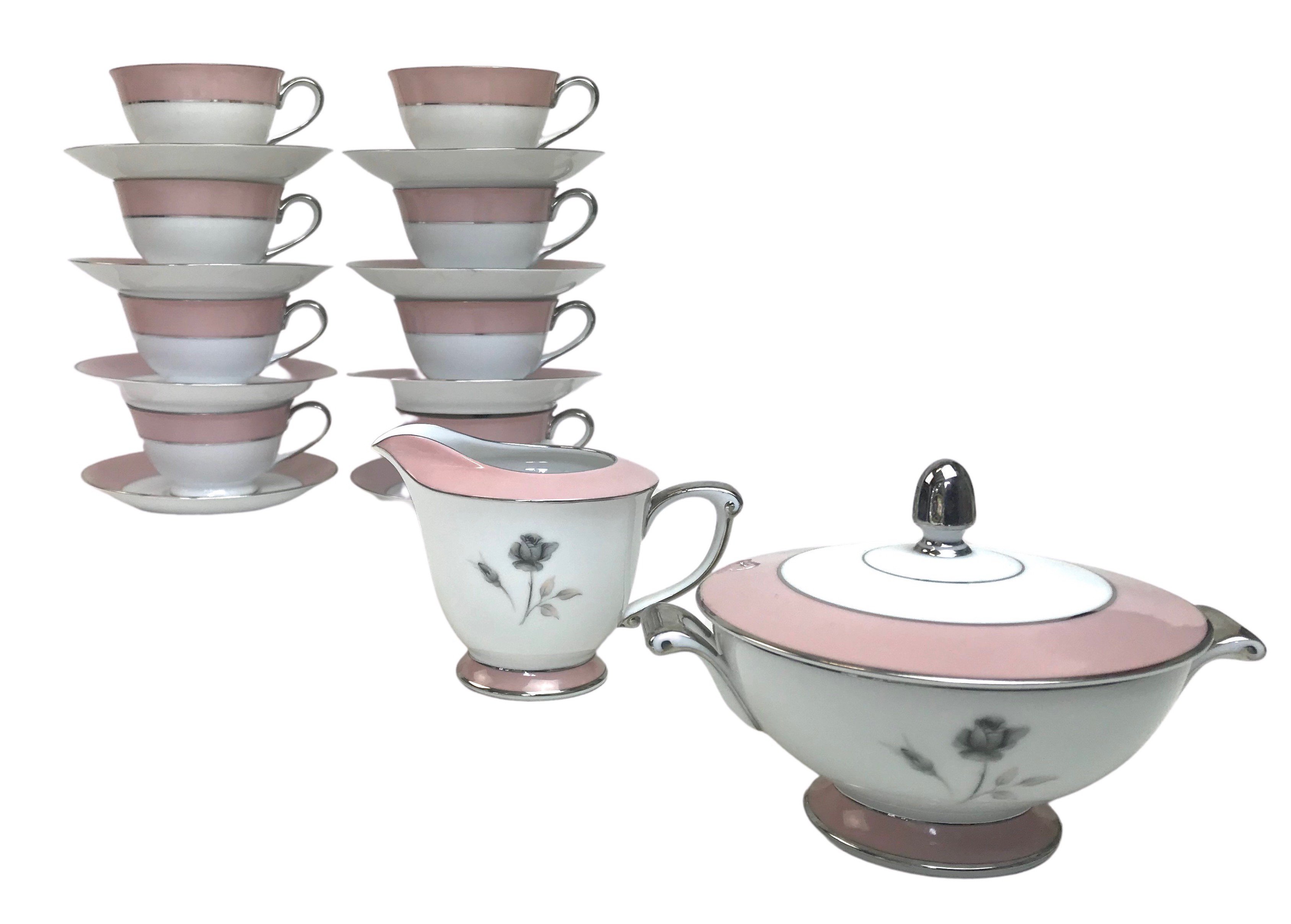 Midcentury Pink Porcelain Tea/Coffee Set~P77595028