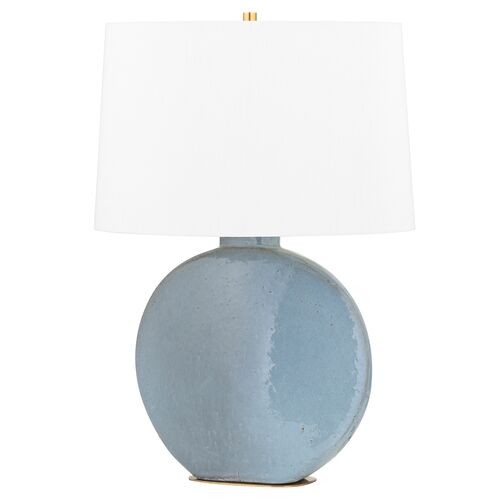 Jaslynn Ceramic Disc Table Lamp, Blue-Gray