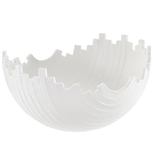 Basalt Sculpted Metal Bowl, White