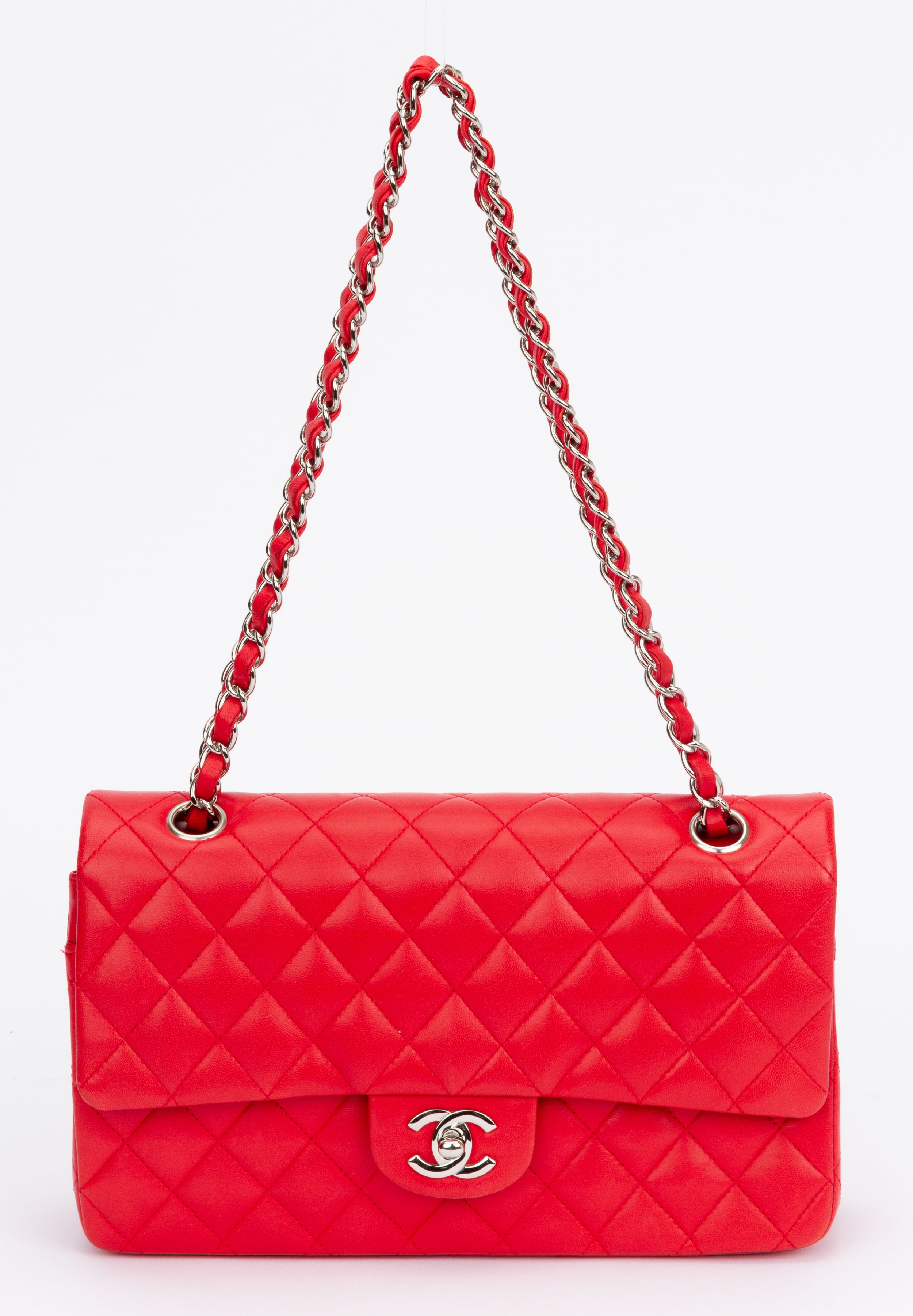 Chanel Bright Red 10 Double Flap Bag~P77660504