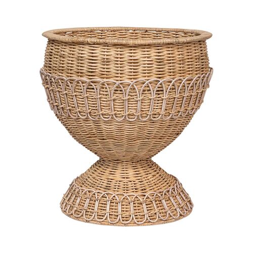 Provence Rattan Medium Urn, Whitewash