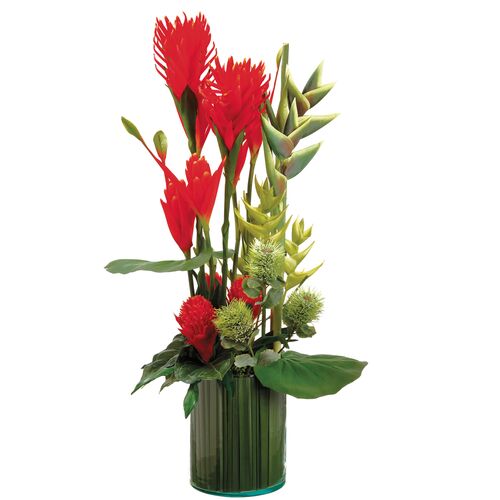 42.5" Tropical Mix Arrangement in Glass Vase, Faux