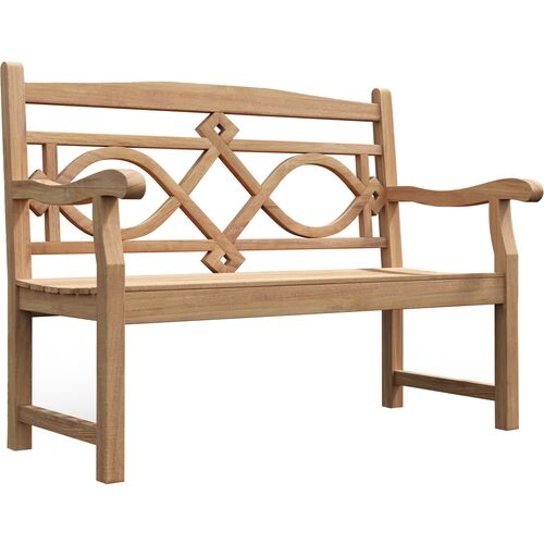 Bethany Teak Outdoor Bench, Natural~P77649420