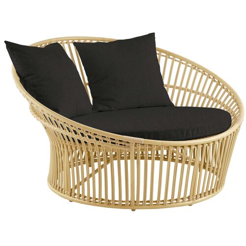 Olympia Outdoor Lounge Chair, Natural/Black~P77617508