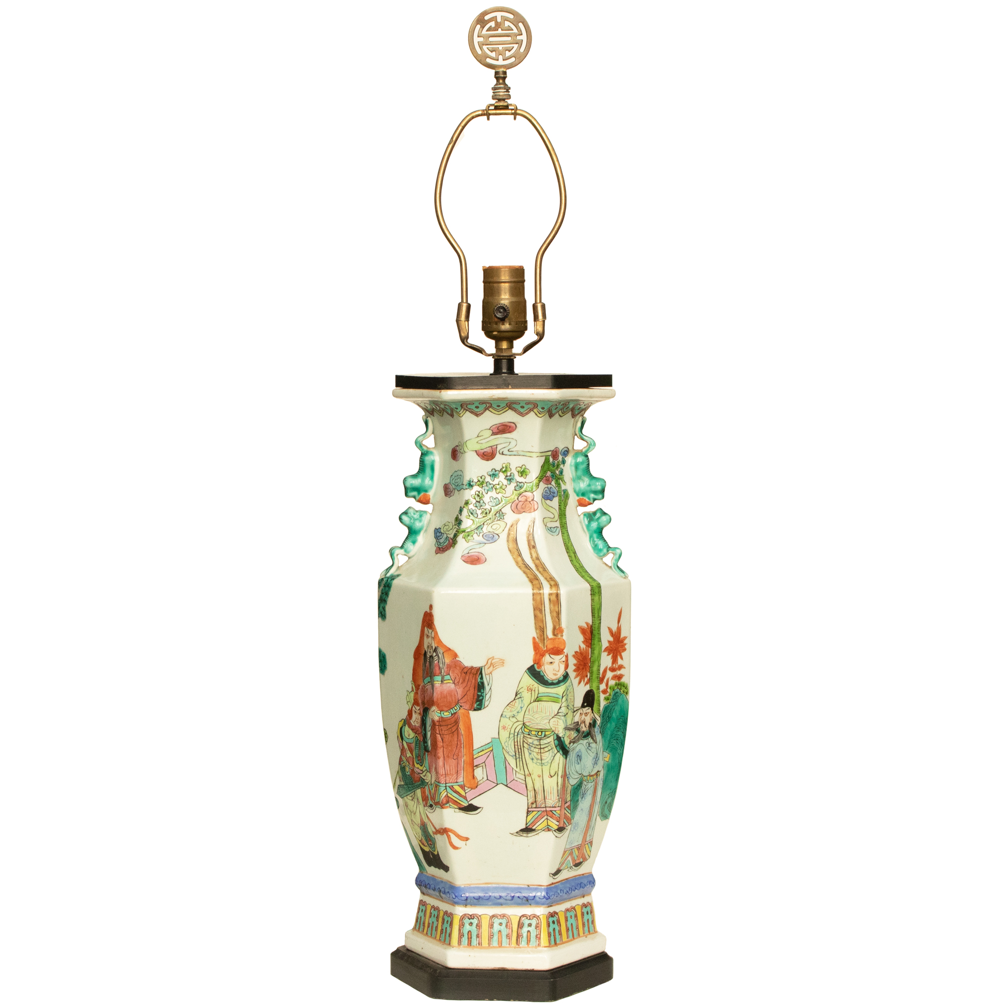 1950s Large Chinese Famille Verte Lamp~P77683970