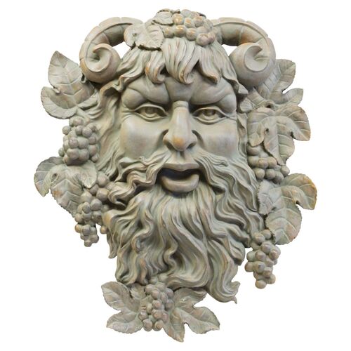 18" Bacchus of Pisa Mask, Antiqued Stone~P76675148