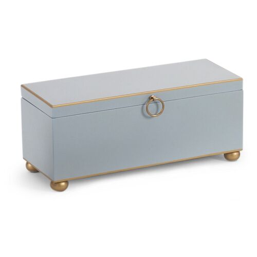14" Rect Decorative Box, Blue/Gold~P77354116