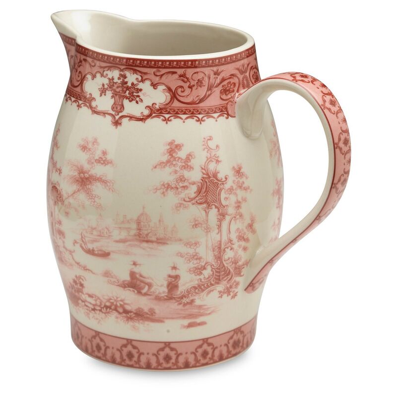 Chinoiserie Lake Decorative Pitcher, Red