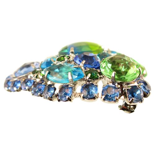 1960s Juliana Blue Green Crystal Brooch | One Kings Lane