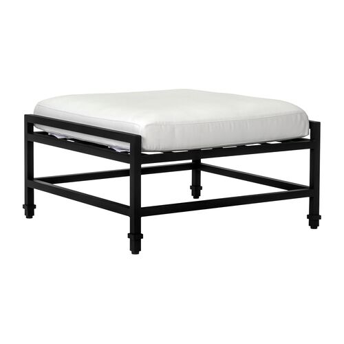 Nami Outdoor Aluminum Ottoman, Blanco/Black Sand Matte