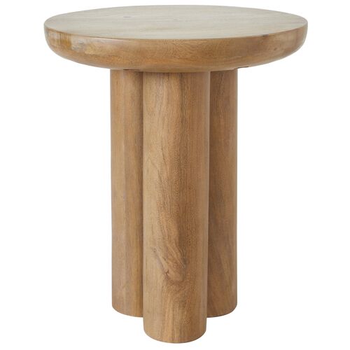 Hollis Mango Wood Side Table, Beige