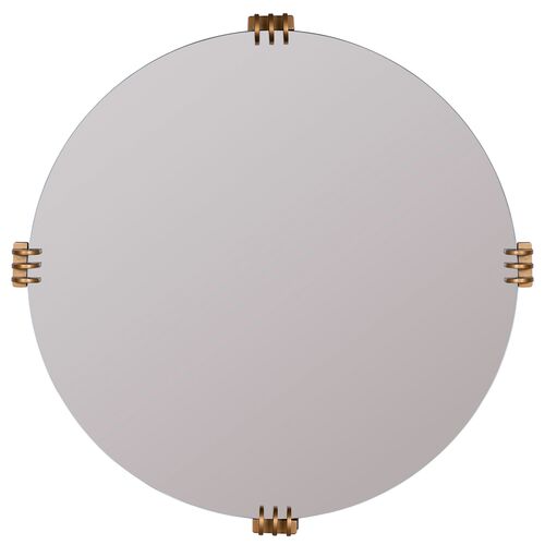 Leighton Round Wall Mirror, Gold~P77615730