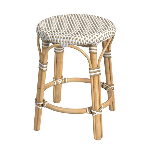 Kye 18"H Rattan Round Low Stool