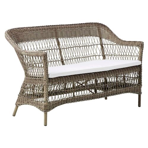 Charlot Outdoor 2-Seat Sofa, Antique/White~P77592448