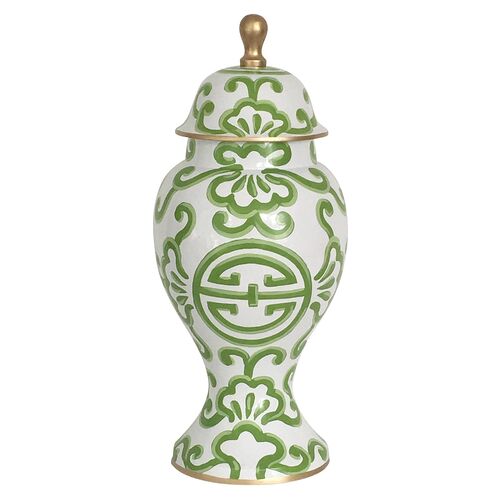 16" Sultan Ginger Jar, Green/White~P77413074