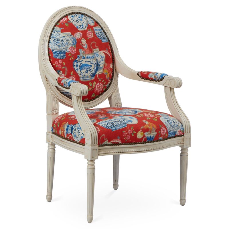 Darcy Armchair, Red Chinoiserie