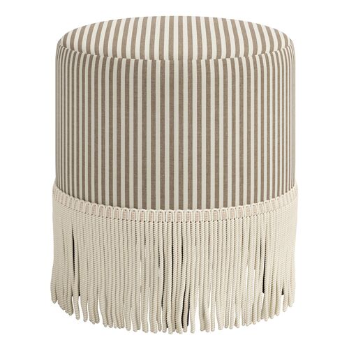 Ann Fringe Ottoman, Jane Stripe