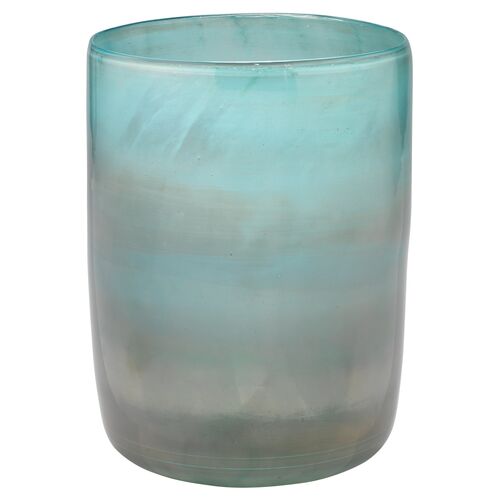 11" Vapor Medium Vase, Metallic Aqua~P46866745