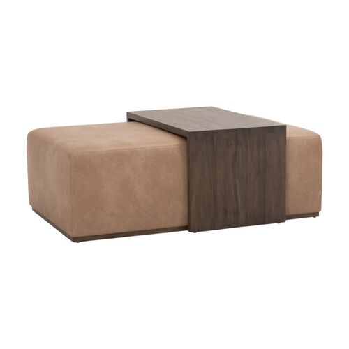 Remy 2-Pc Upholstered Coffee Table, Tan Leather