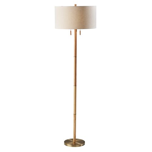 Clara Floor Lamp, Natural/ Brass~P77620346