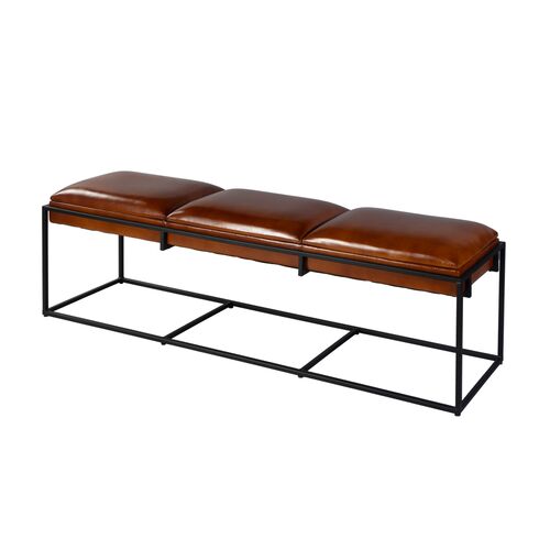 Jonas 62" Leather Accent Bench, Brown Jonas 62" Leather Accent Bench, Brown