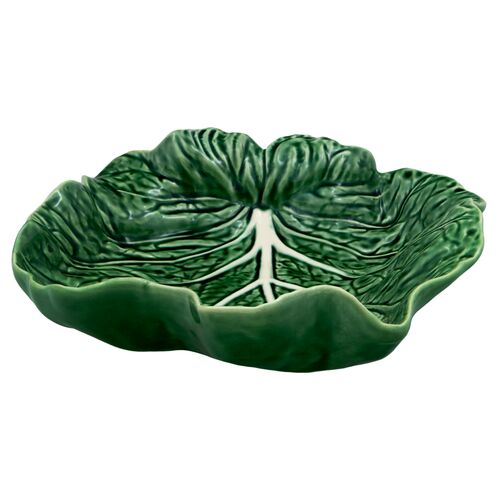 Cabbage Concave Leaf Platter, Green