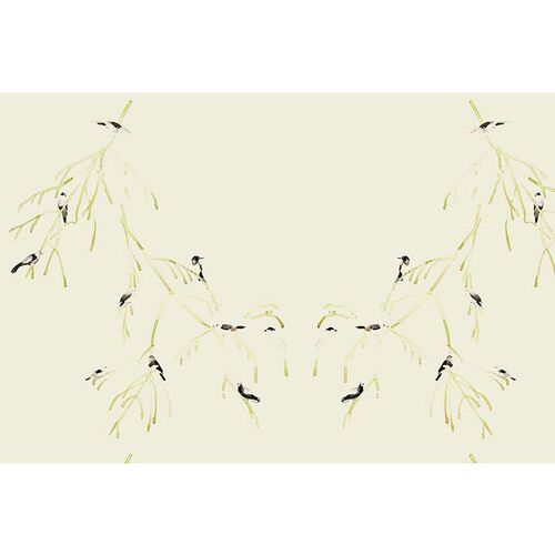Mary H. Case Med. Bird Branches Wallpaper, Vanilla~P77605181