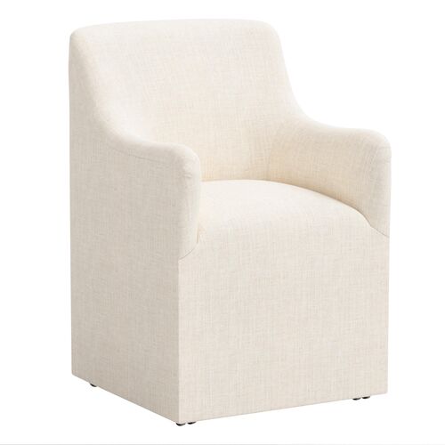 Tess Dining Armchair w/ Casters, Linen