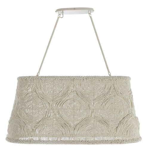 Angelina Linear Coconut Shell Beaded Chandelier, Ivory