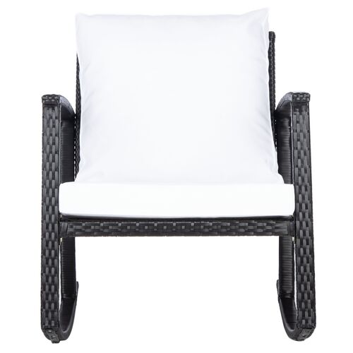 Aurora Outdoor Rocking Chair, Black/White~P77647880