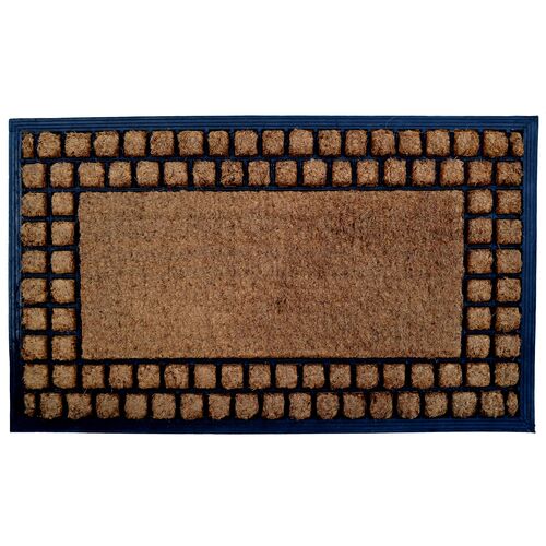 Checker Border Doormat, Brown