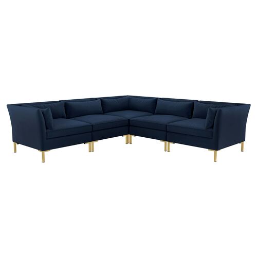 Blue Velvet Corner Sofa