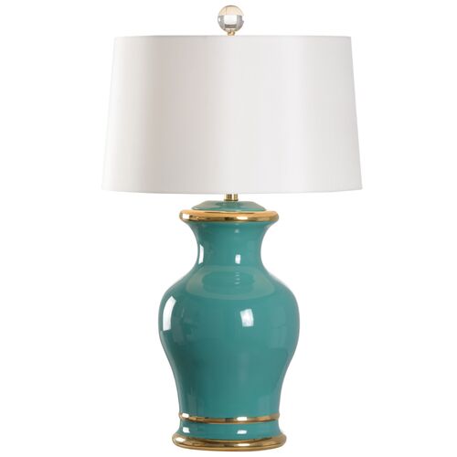 Audrey Ceramic Table Lamp, Green
