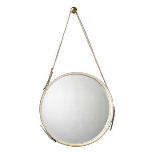 Strap Hanging Mirror, White Hide~P76692679