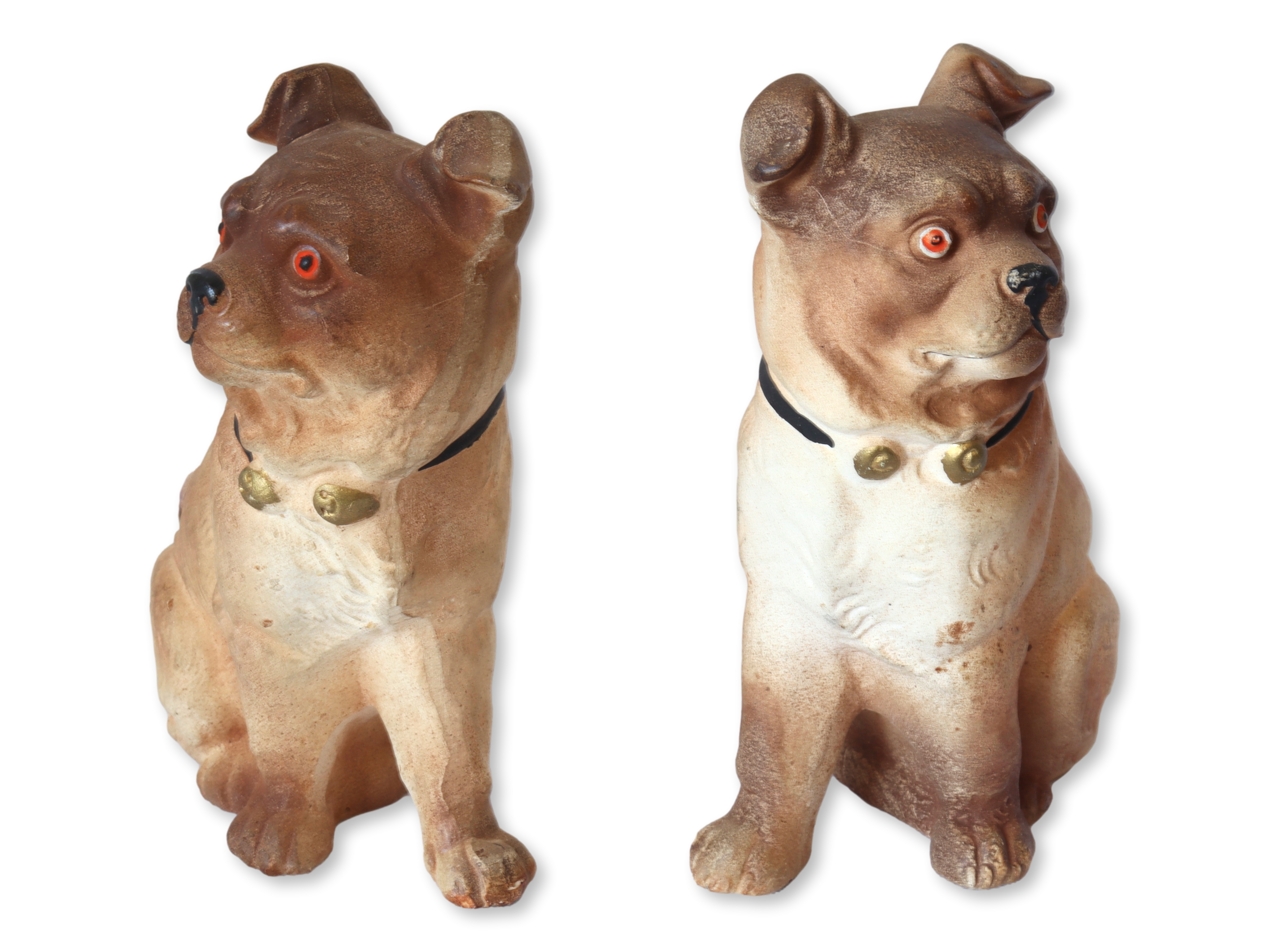 Vintage Porcelain Bisque Pug Dogs, Pair~P77699836