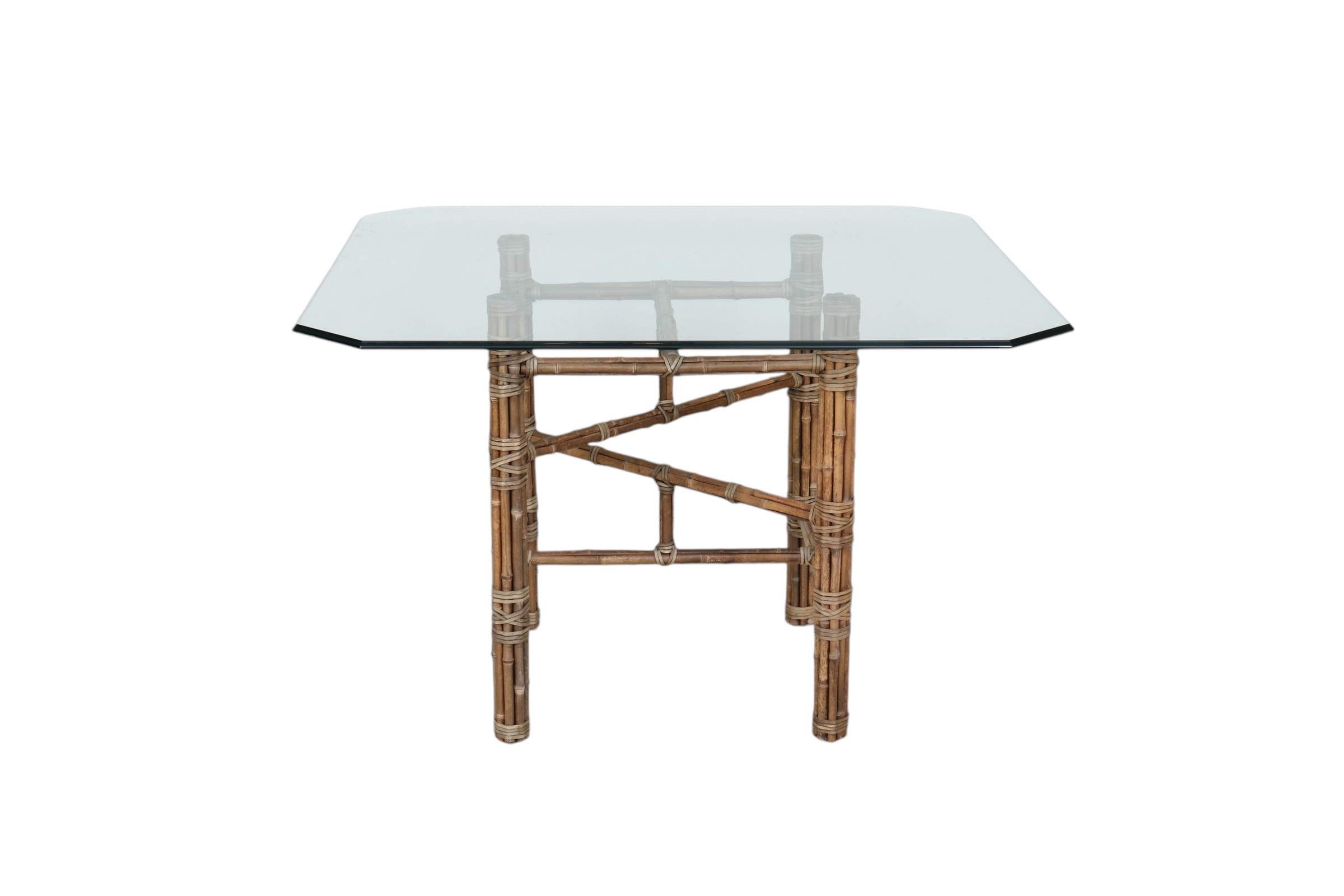McGuire Bamboo & Glass Dining Table~P77708553