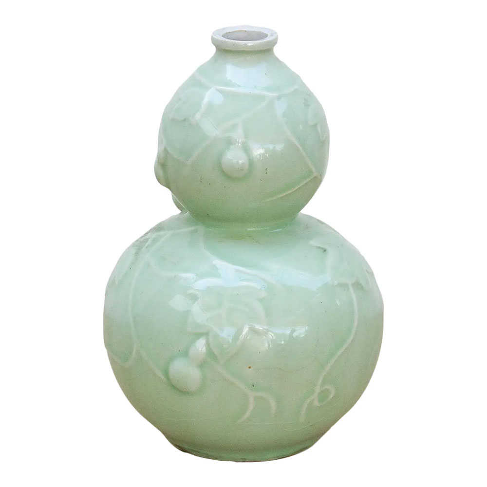 Qing Dynasty Chinese Gourd Celadon Vase~P77751919