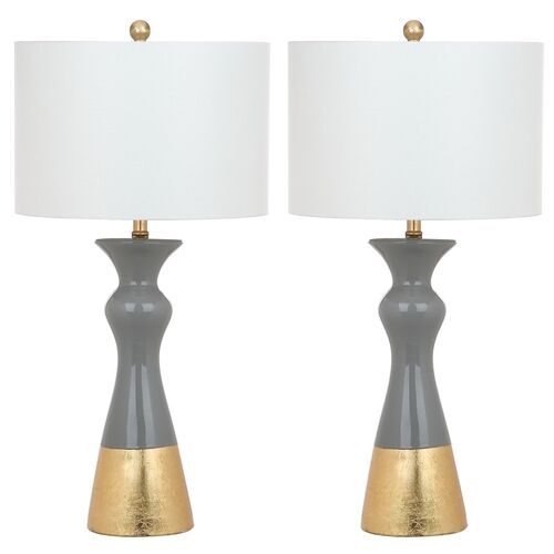 S/2 Mona Table Lamps, Gray/White~P77357854