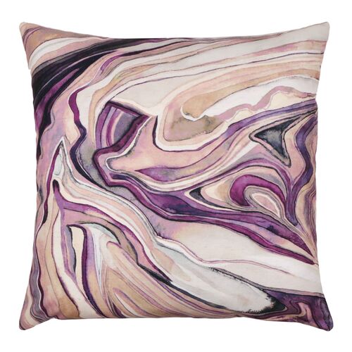 Eva 22x22 Swirl Malachite Pillow, Plum~P111116725