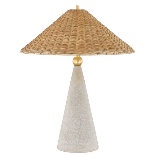 Perilla Table Lamp, Natural Wicker/Ceramic Windswept White Perilla Table Lamp, Natural Wicker/Ceramic Windswept White
