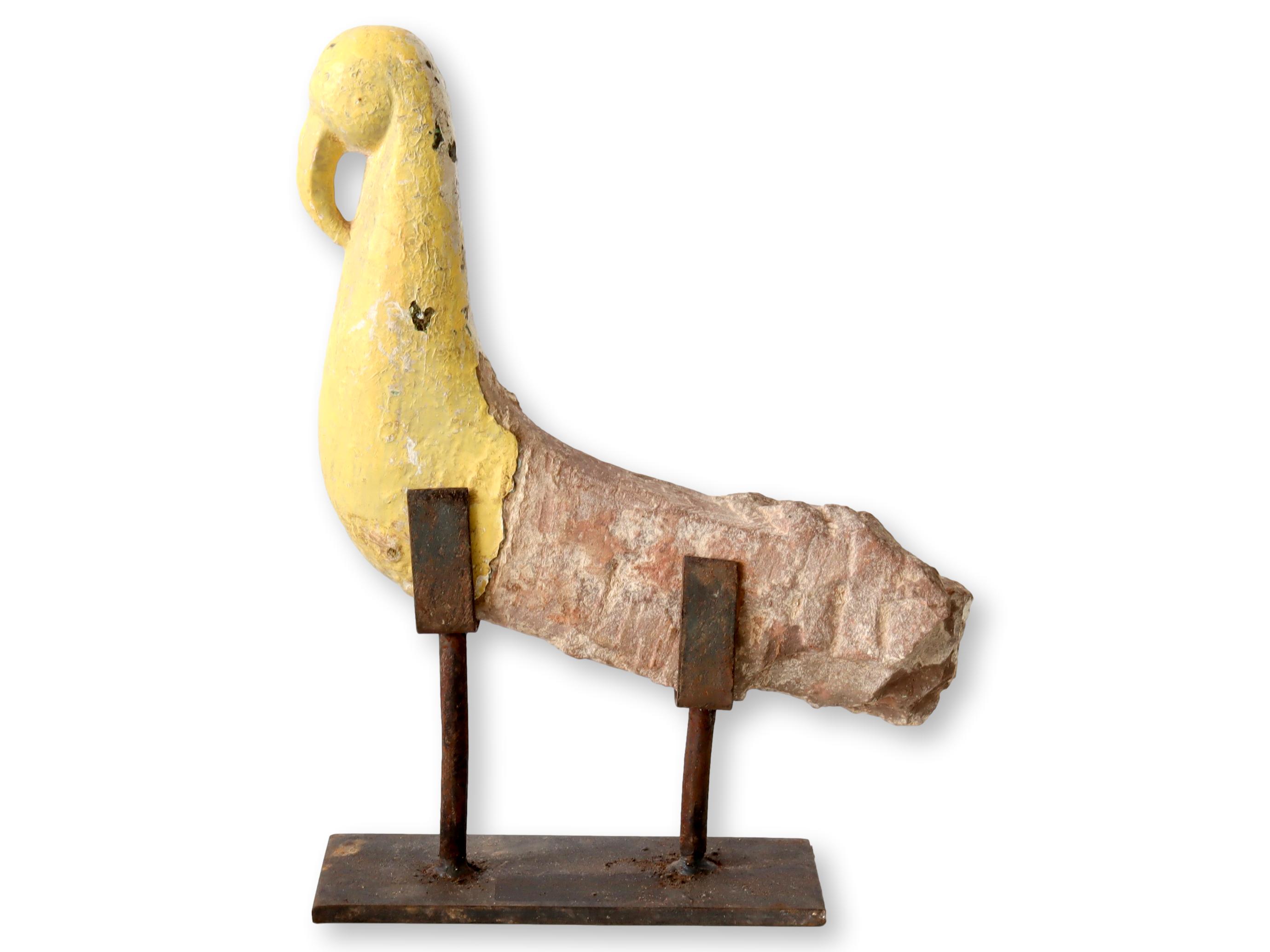 Rustic Carved Stone Bird on Stand~P77669557