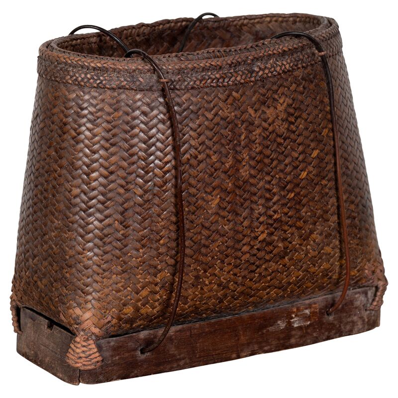 Small Antique Hand-Woven Grain Basket