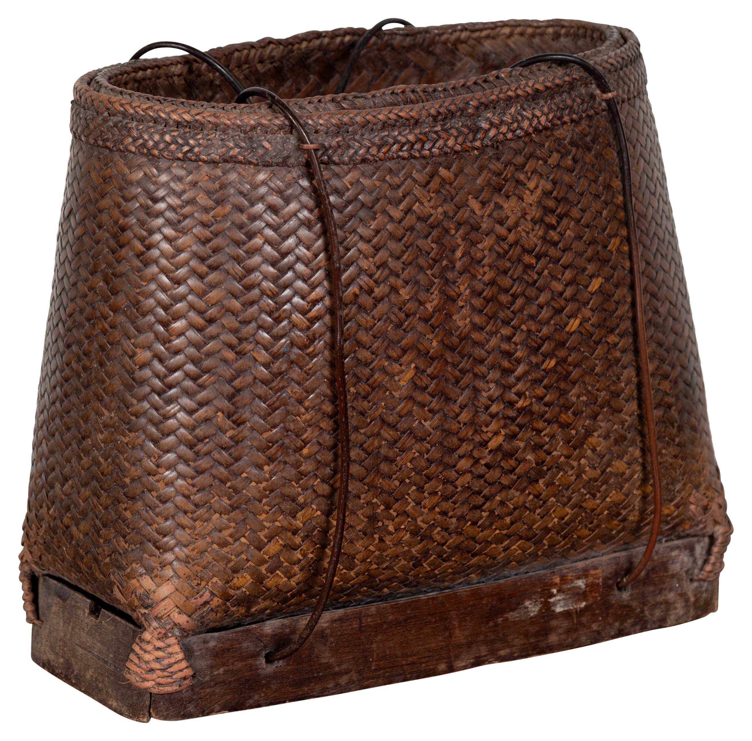 Small Antique Hand-Woven Grain Basket~P77555843