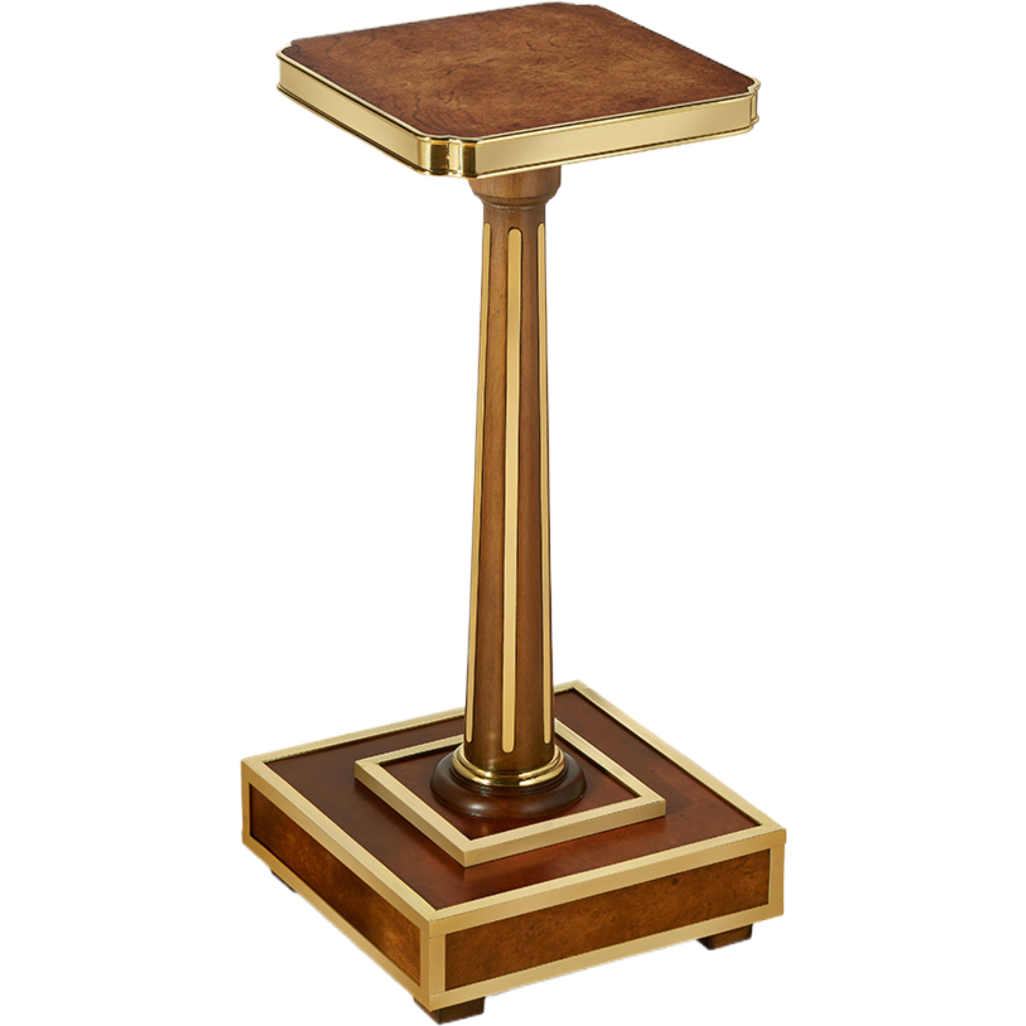 Rufus Drinks Table, Burlwood/Brass