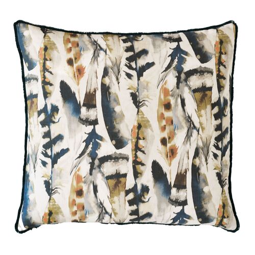 Budgie Watercolor Feather Pillow, Multi Budgie Watercolor Feather Pillow, Multi