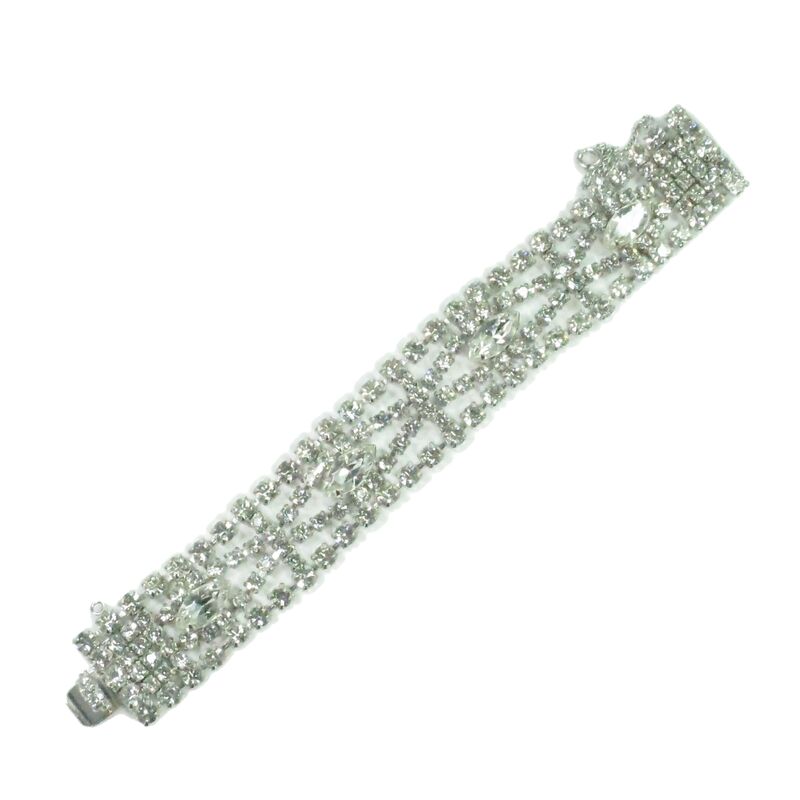 1950s Designer Rhodium Crystal Bracelet