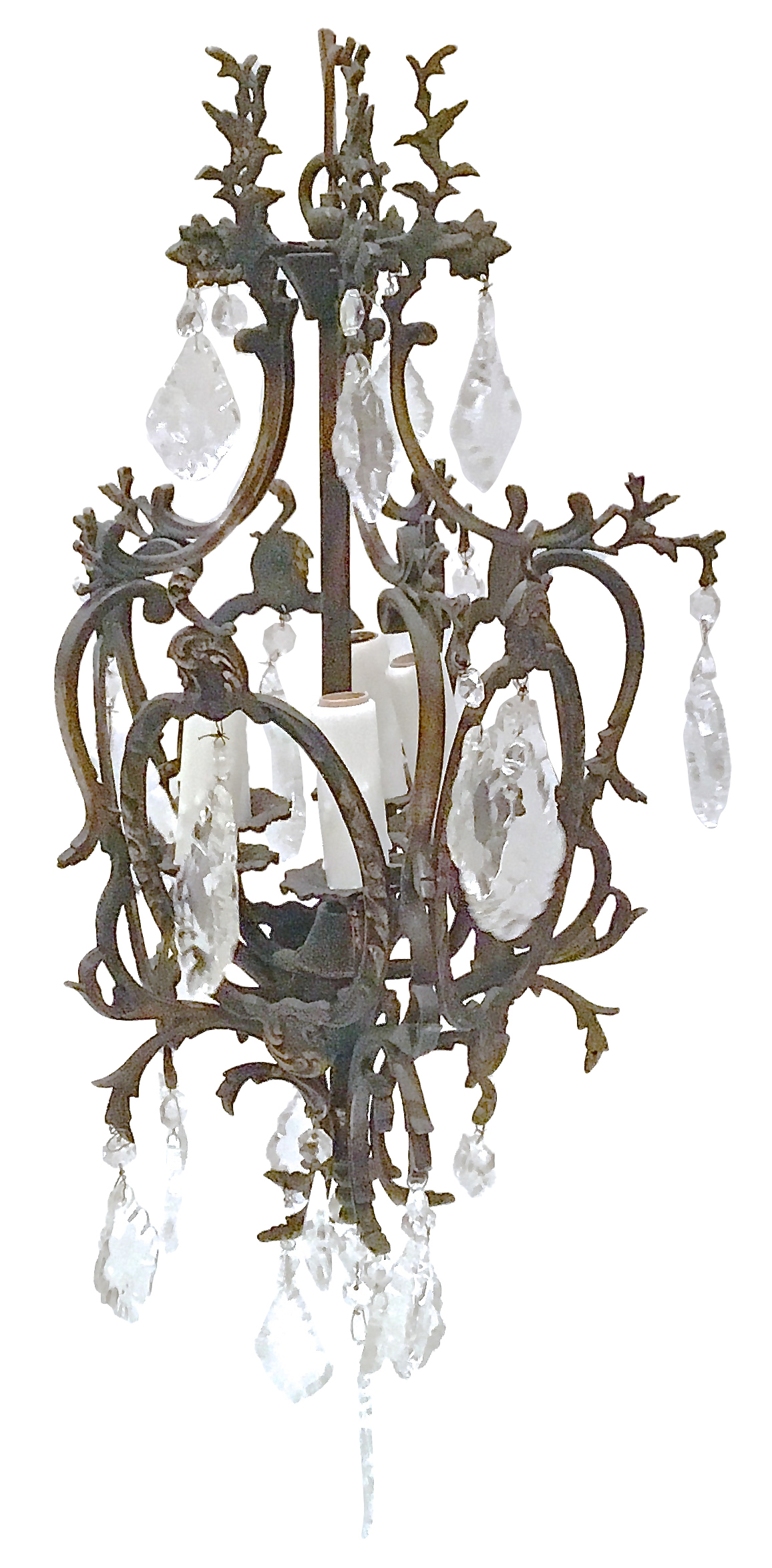 Antique Iron & Crystal Chandelier~P77431488