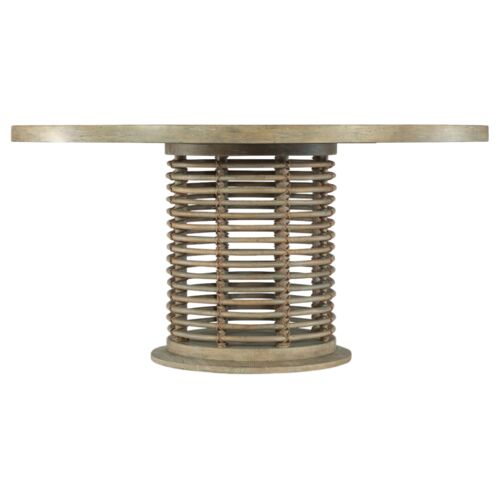 Surfrider Rattan Round Dining Table, Driftwood