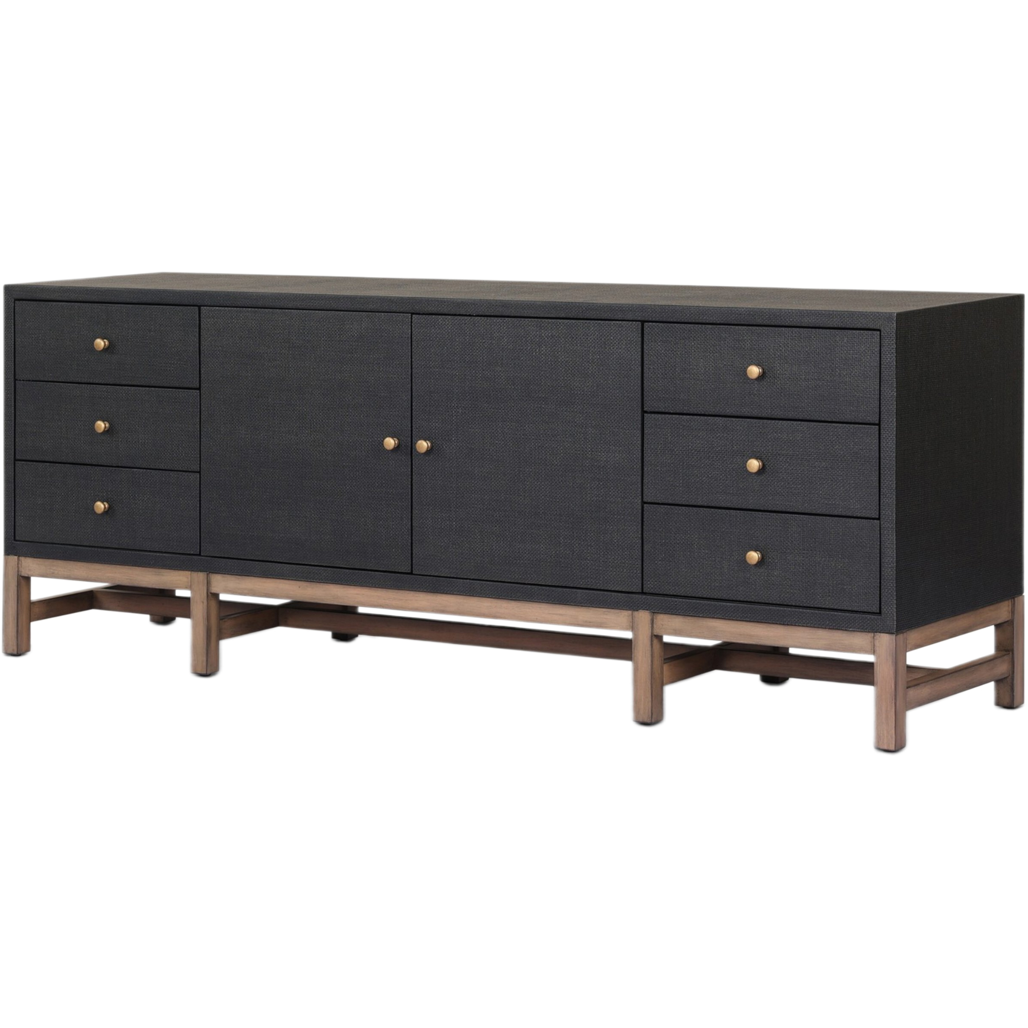 Pasco Media Console, Black Raffia