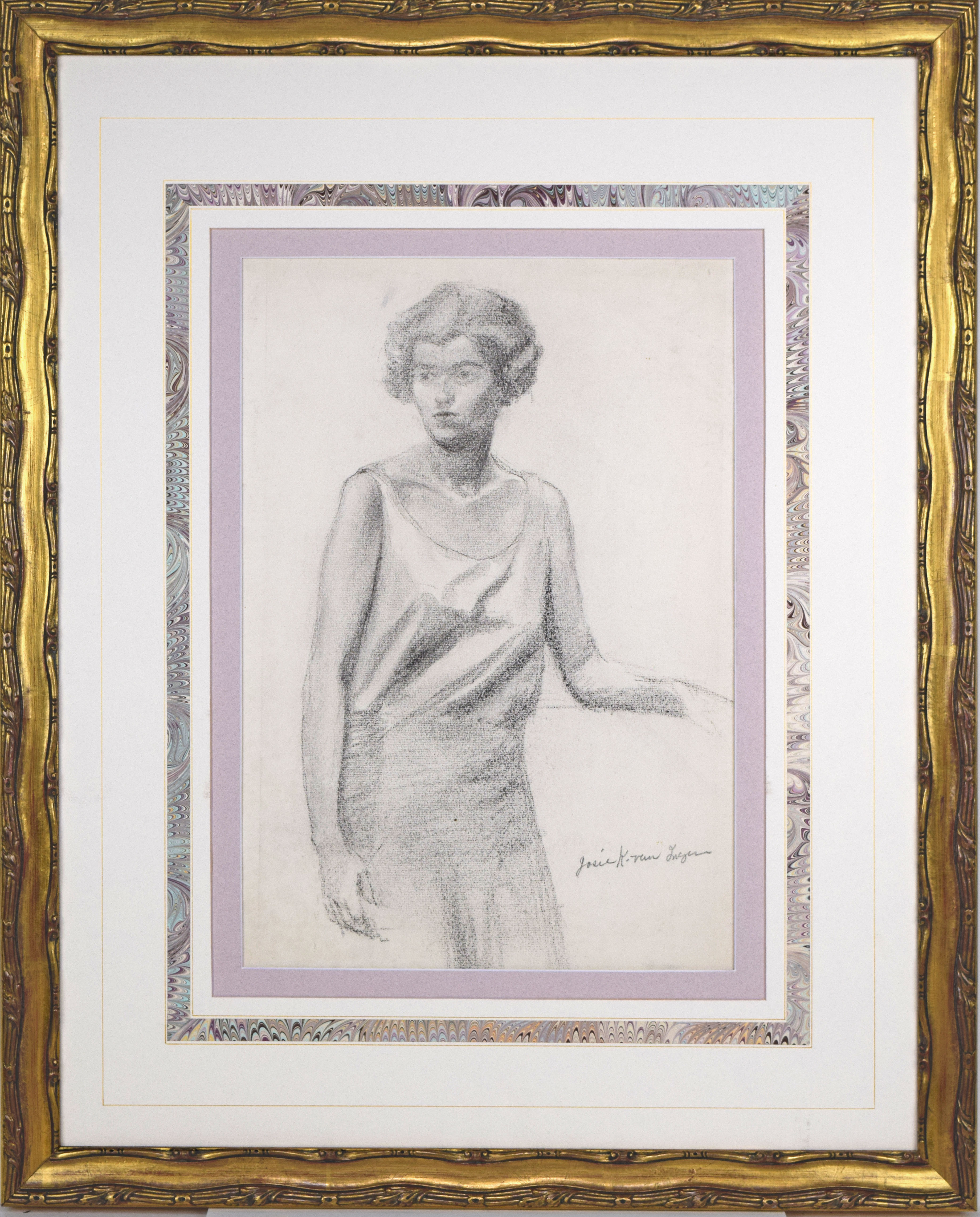 Art Deco Flapper Portrait Drawing~P77634046